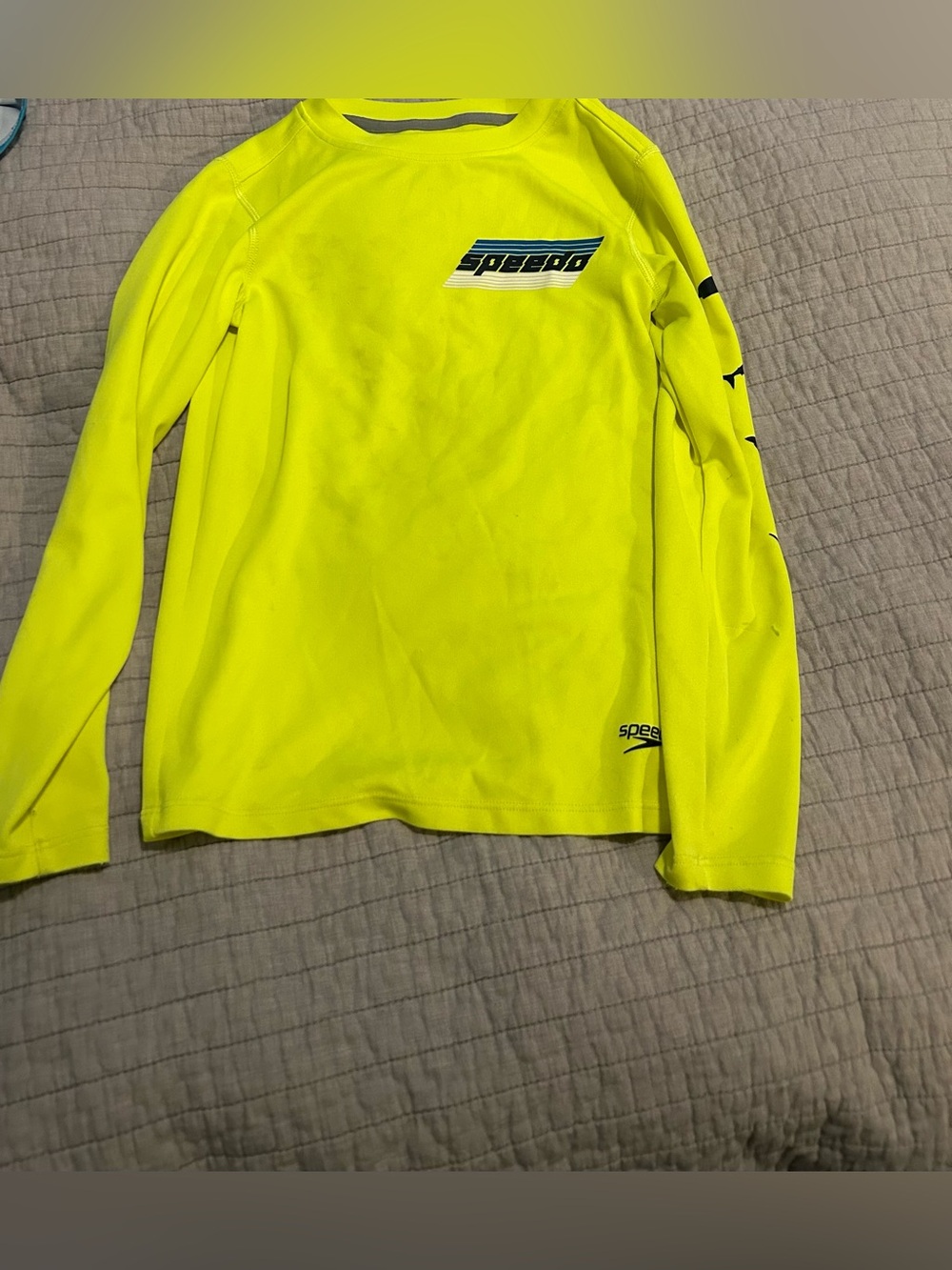 Speedo Neon Yellow Kids Long-Sleeve Swim Rashguard